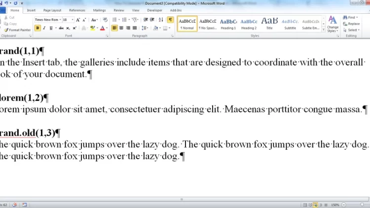 How to generate text in word